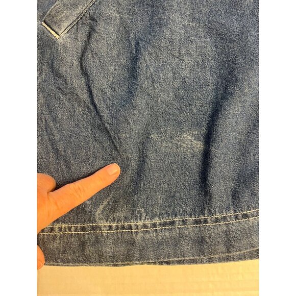 Womens Essentials Denim Sleeveless Jumper Dress V-Neck With Pockets L 100% Cotto - Picture 11 of 11